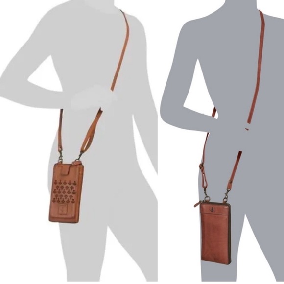 Harbour 2nd Anchor Love Lina Wallet Leather Phone Case Crossbody Cognac Brown - Picture 1 of 8